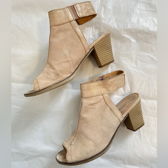 Gabor Women's Pink Leather Peep-Toe Block Heel Sandals, Sz 38.5 - Picture 2 of 13